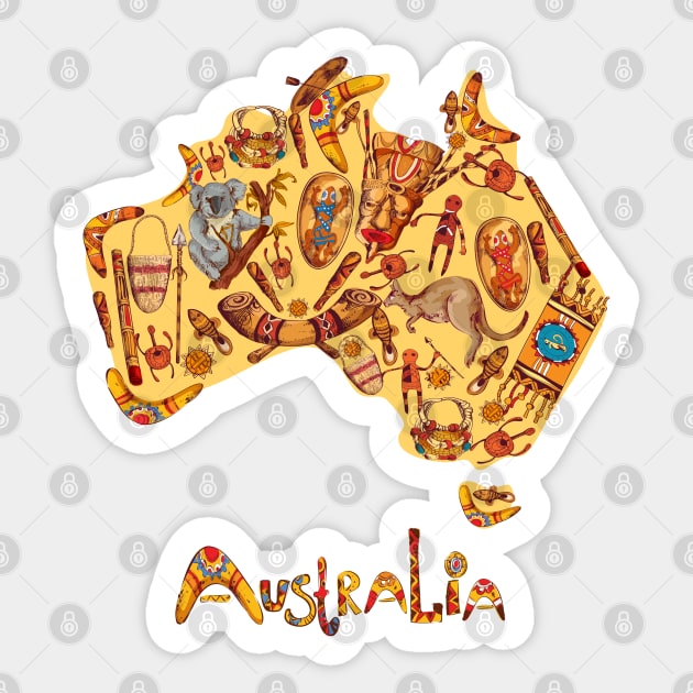 Aboriginal Map Australia Sticker by CF.LAB.DESIGN